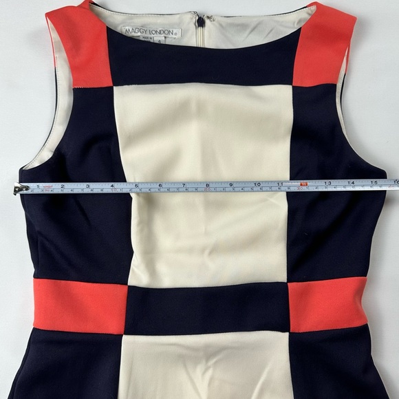 Maggy London color block sleevless boat neck shift dress size 4 - Picture 5 of 9
